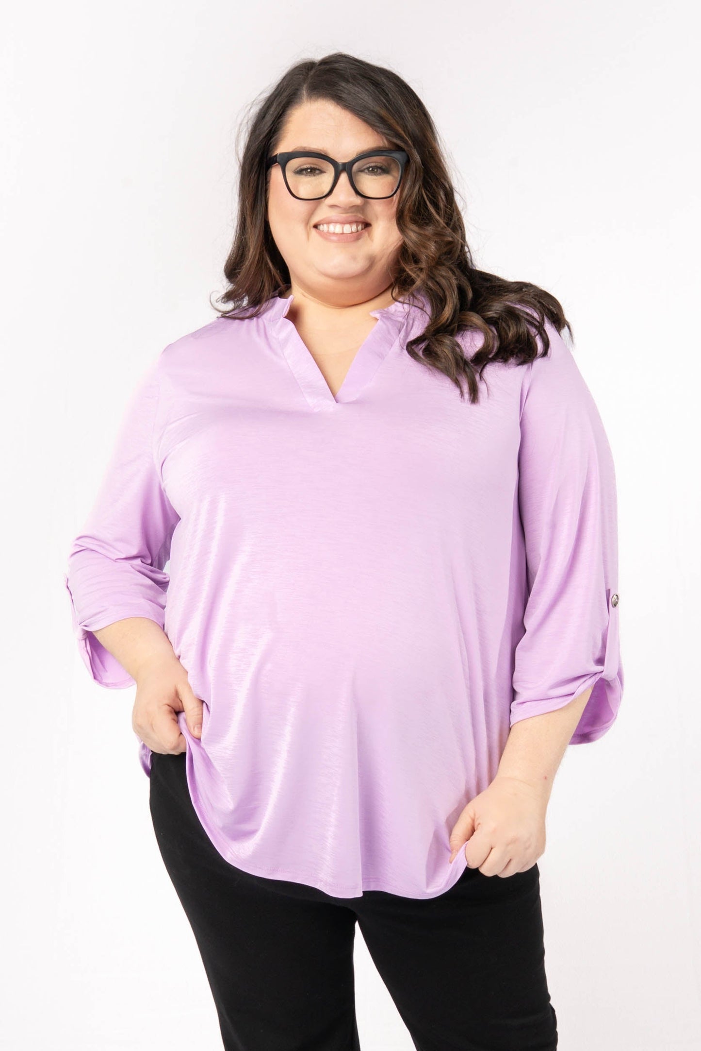 Liz Solid Tab Sleeve Top