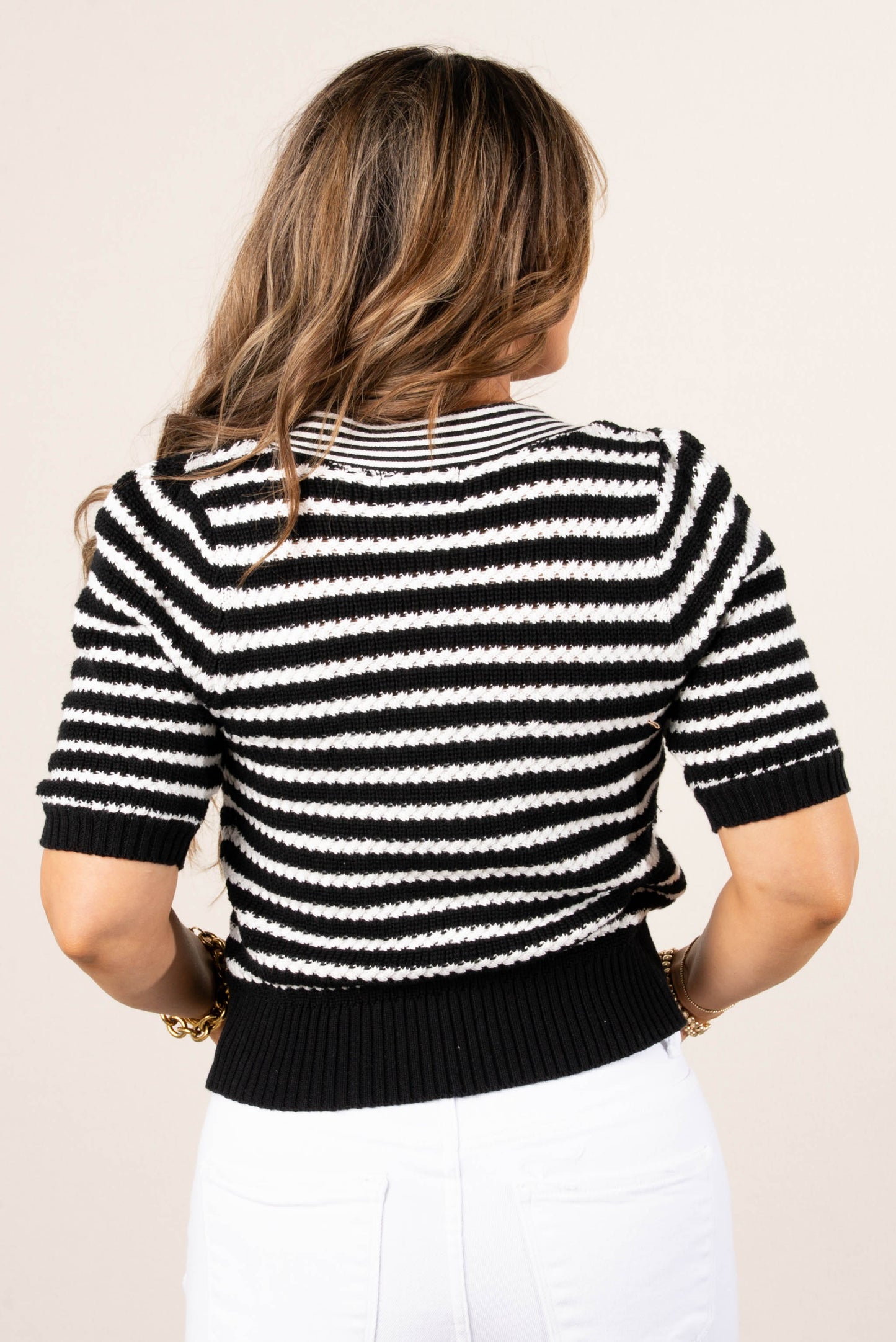Striped Bow Front Sweater