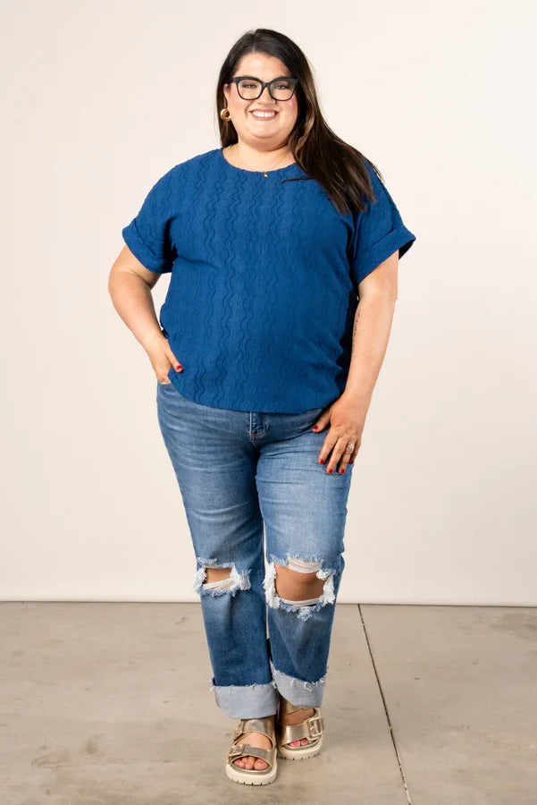 Raised Wavy Knit Dolman Top *Final Sale*