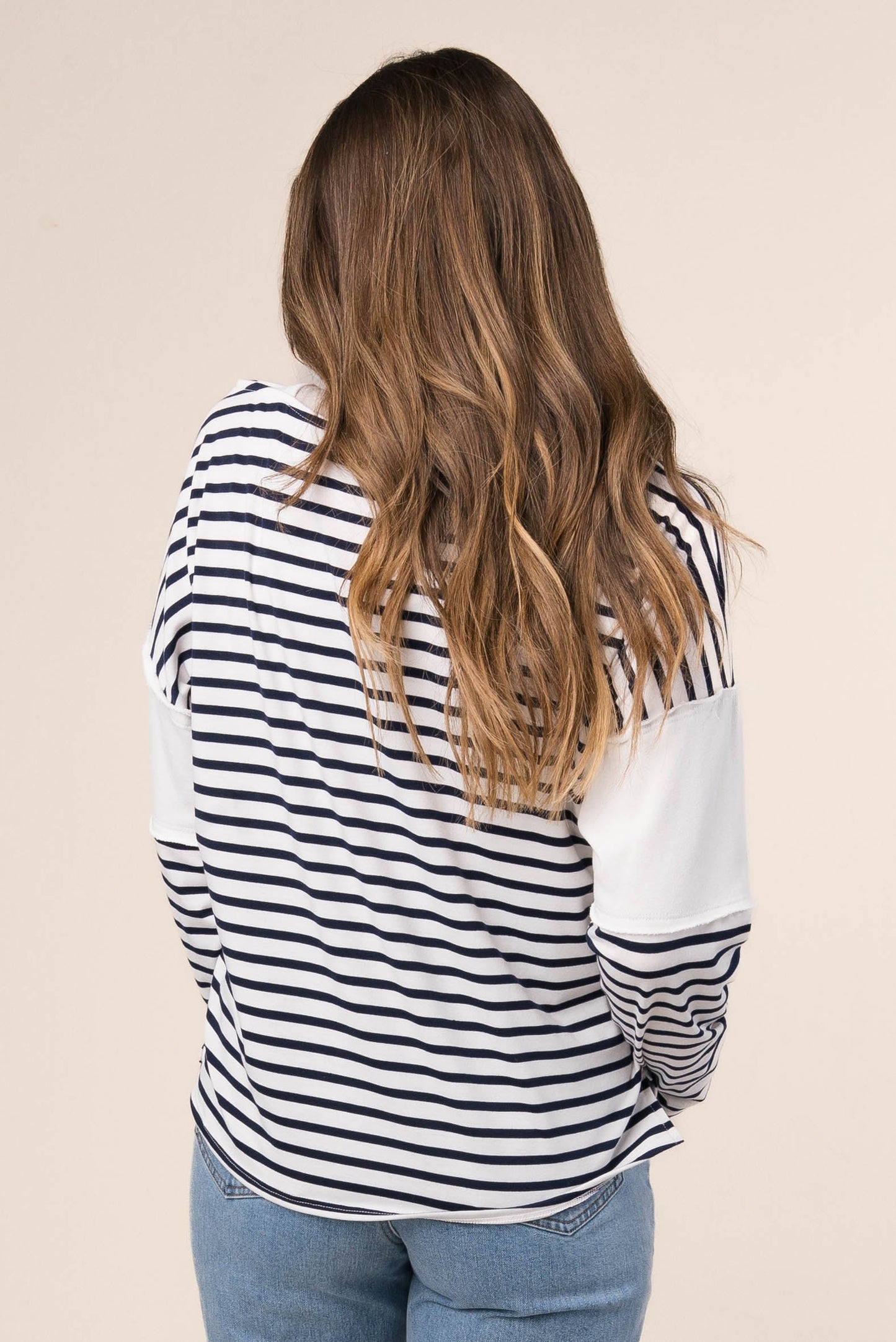 Striped Contrast Sleeve Top
