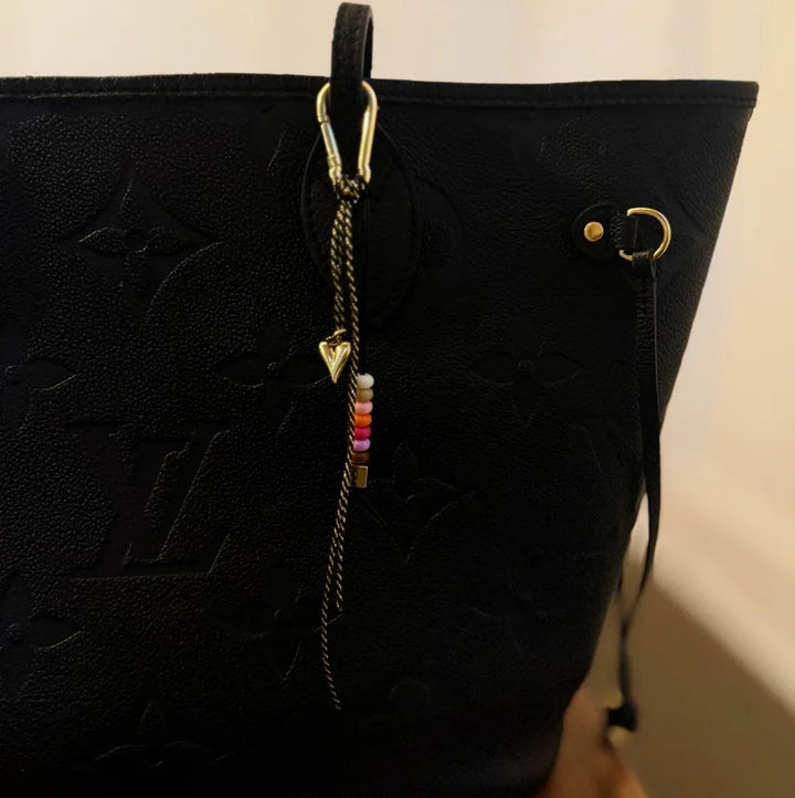 Heart + Beads Bag Charm