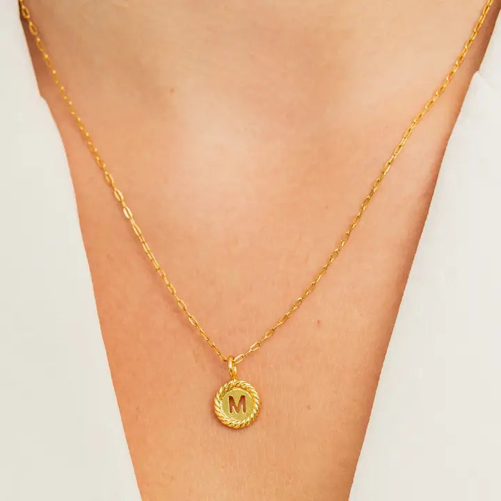 Gold Sealed Initial Necklace