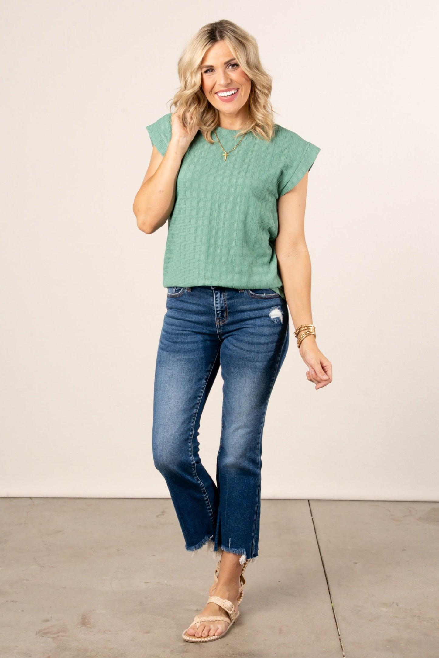 Textured Cap Sleeve Top