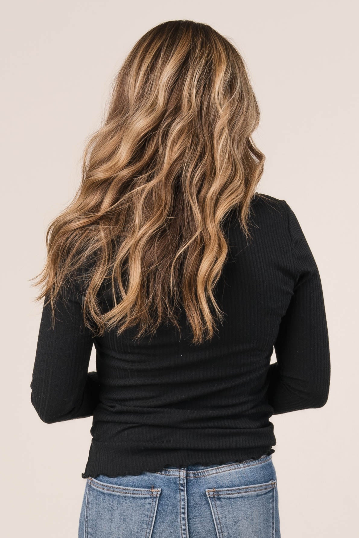 Textured Knit Lettuce Hem Top