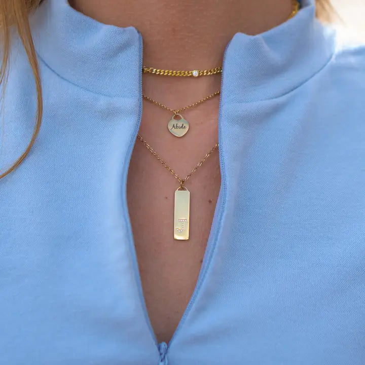 Initial Bar Pendant Necklace