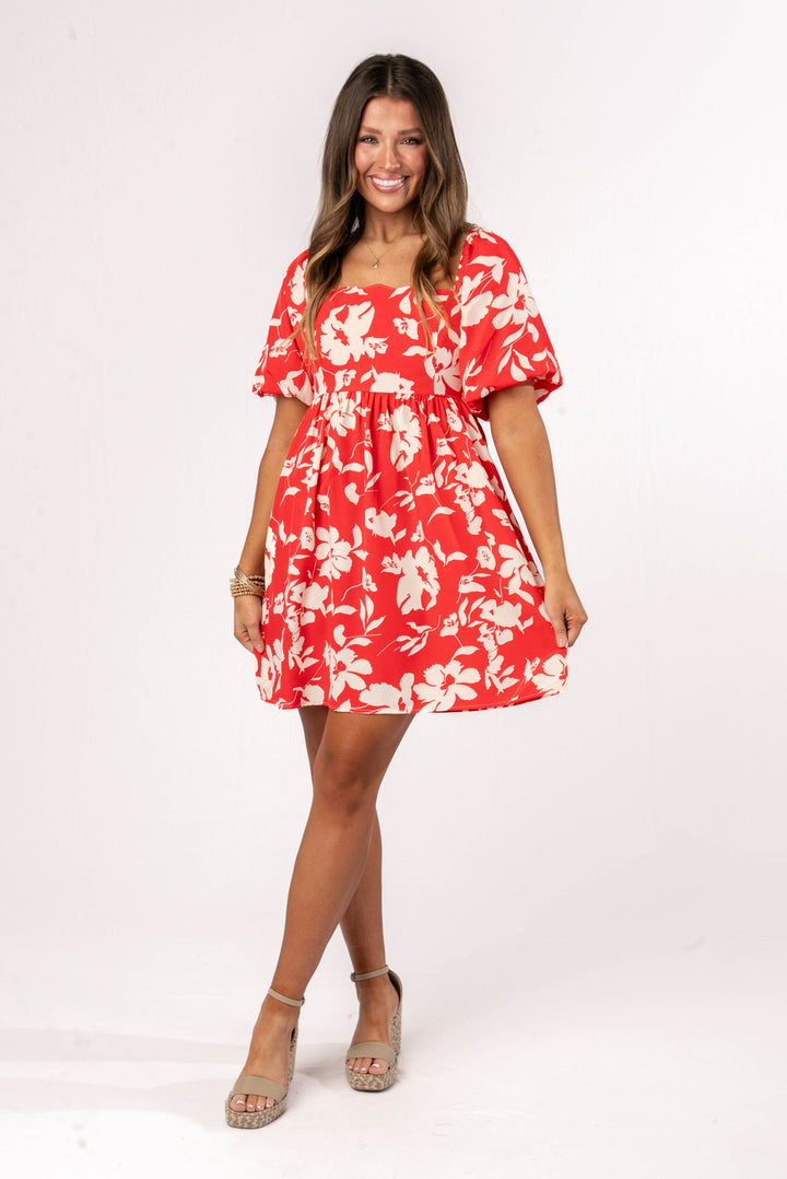 Floral Scallop Neck Dress