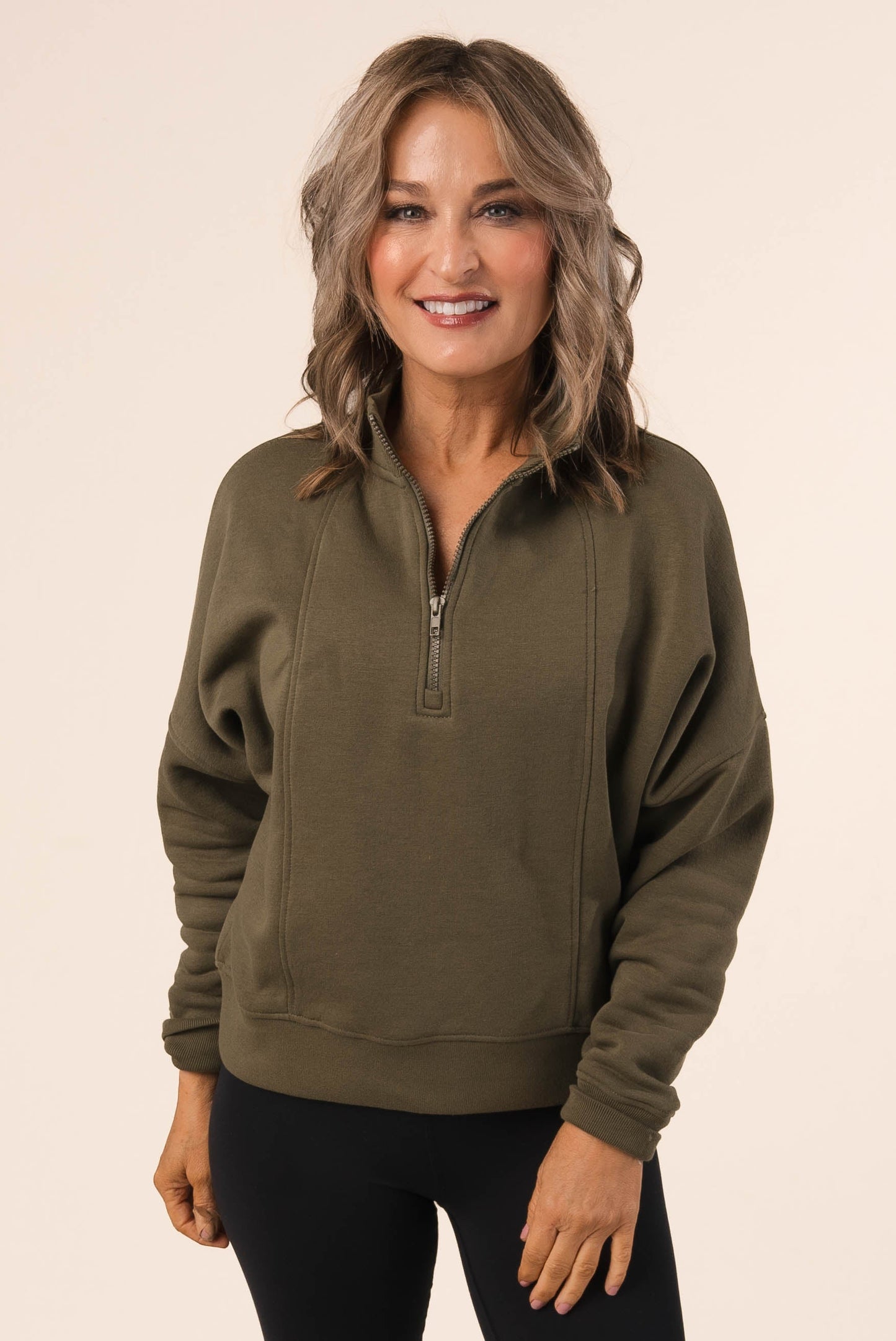 Seamed Half Zip Sweatshirt