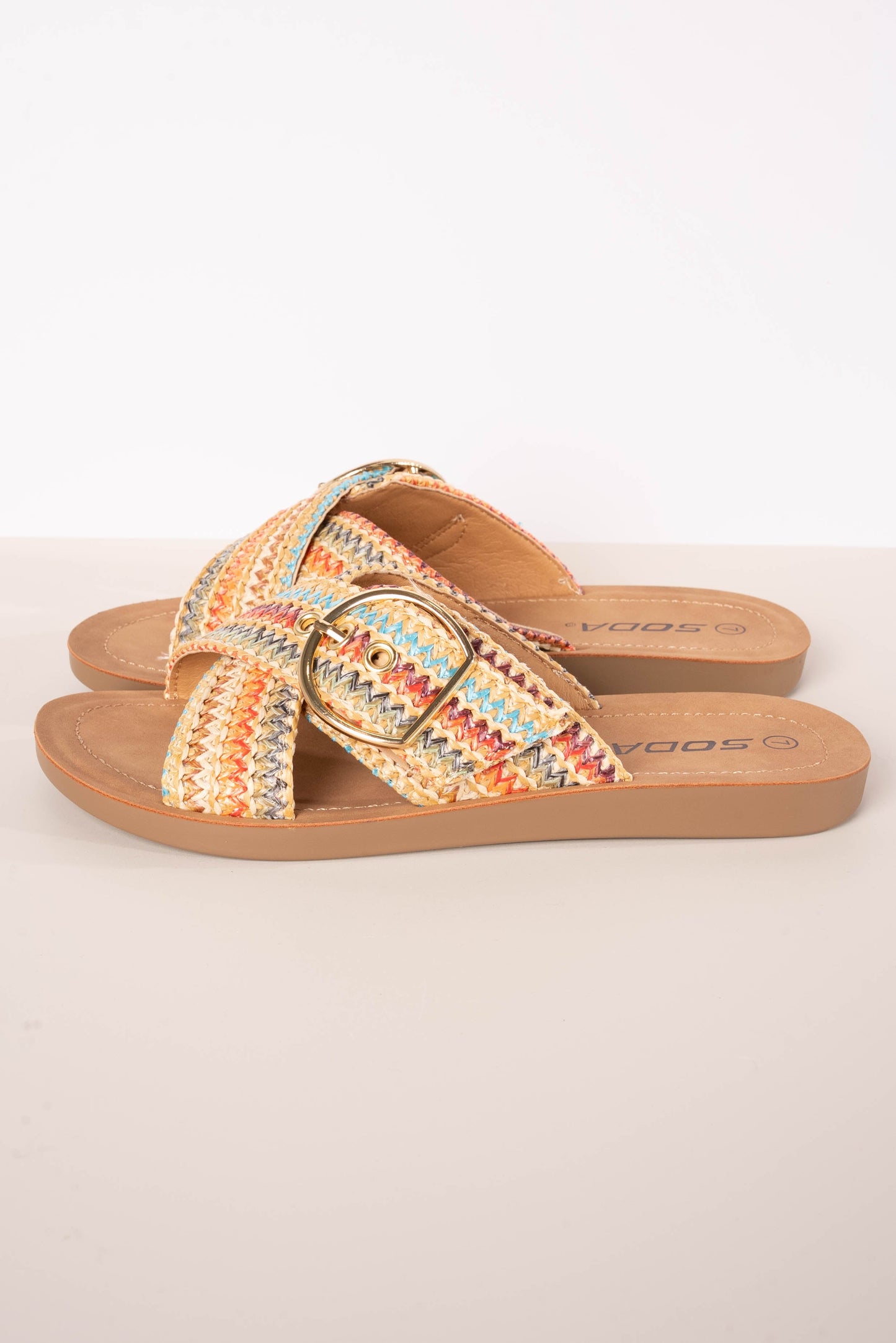 Graphic Raffia Slide Sandal