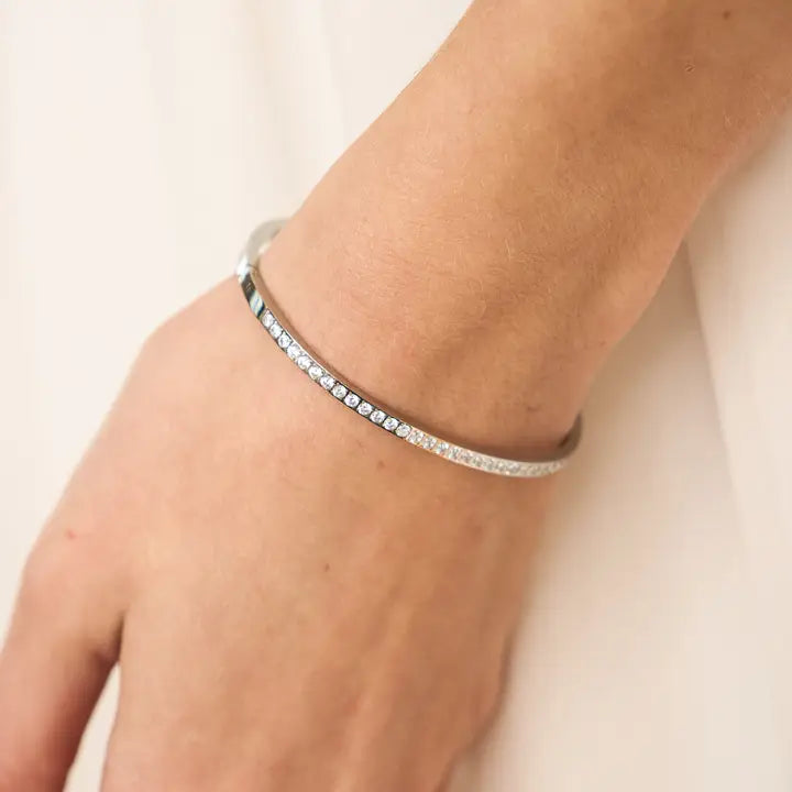CZ Lined Bangle Bracelet