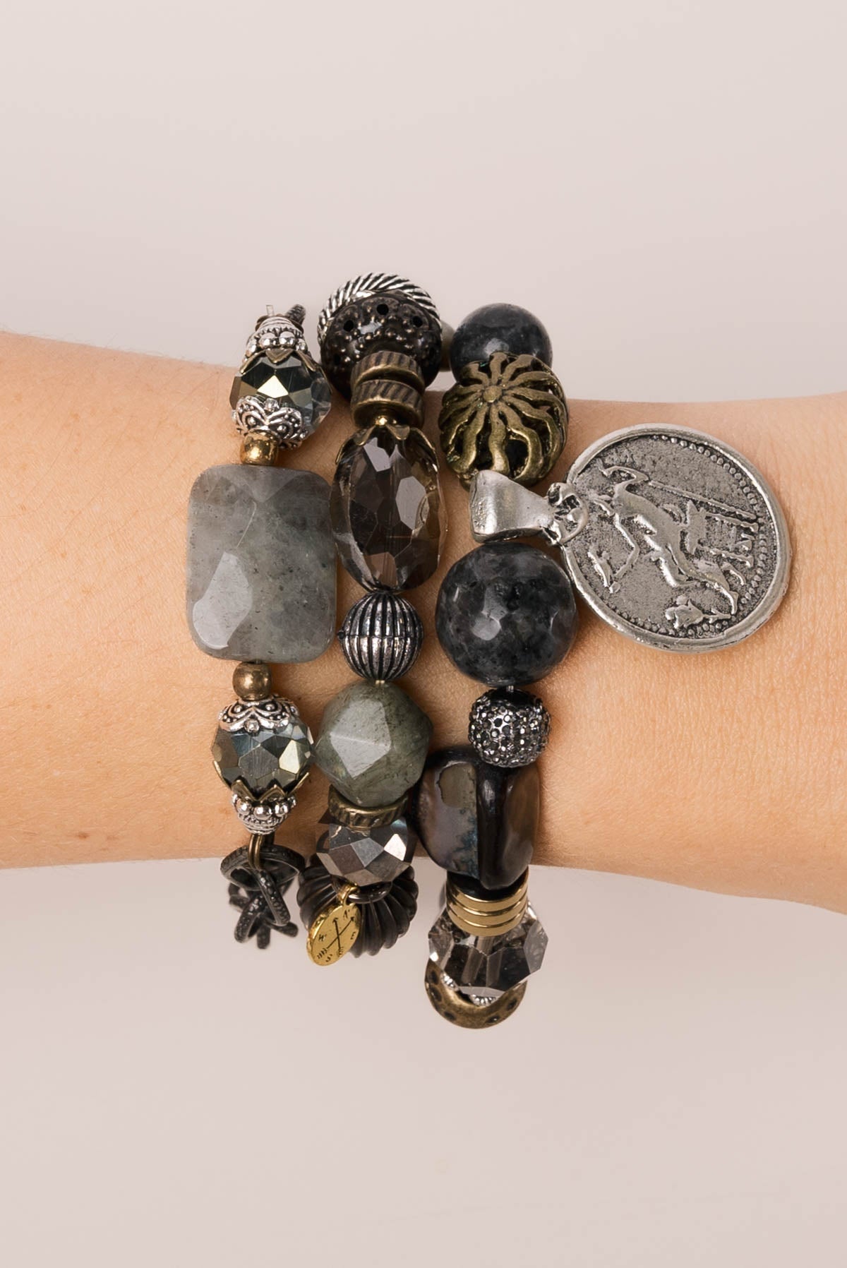 Vintage Bead + Charm Bracelet Set