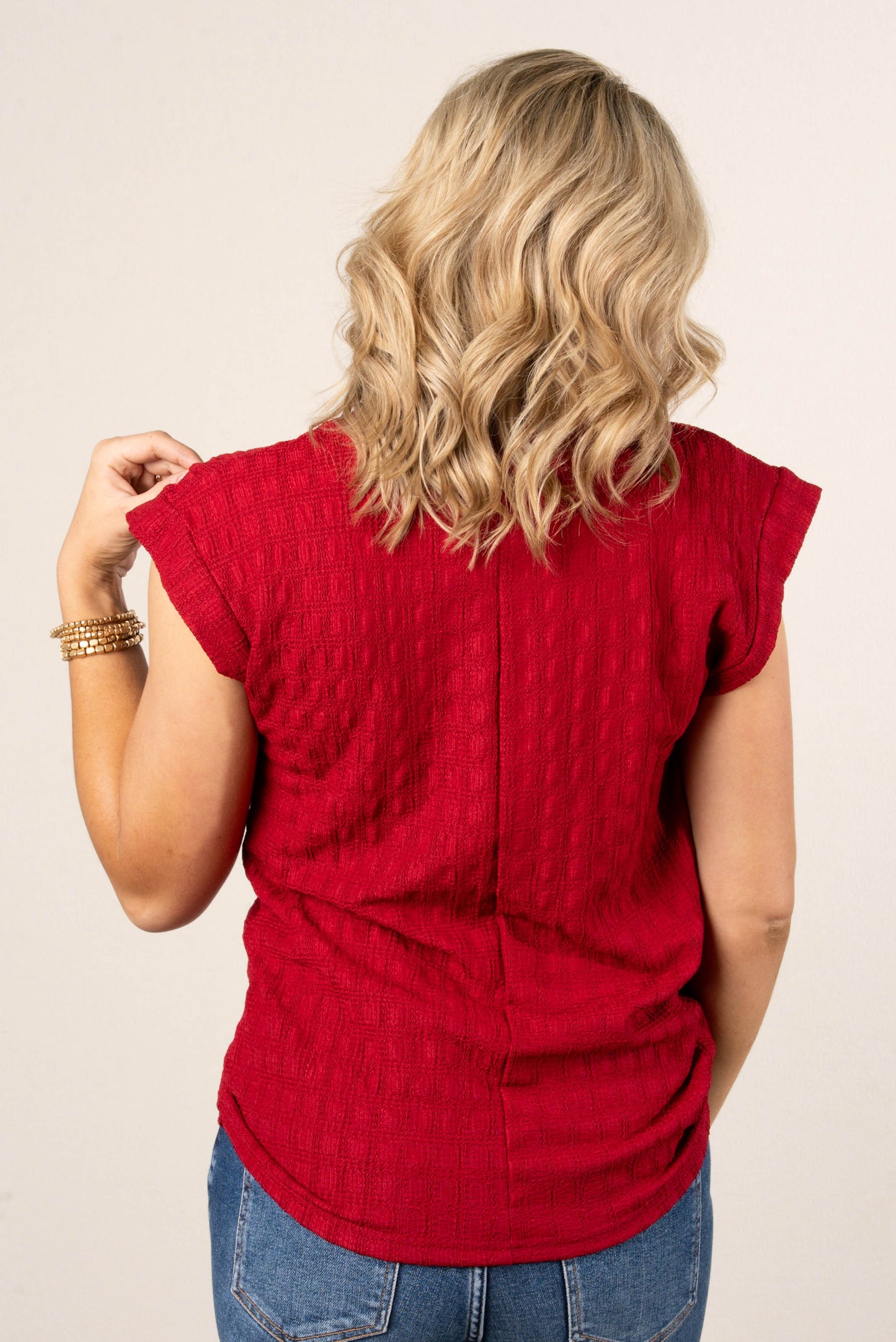 Textured Cap Sleeve Top