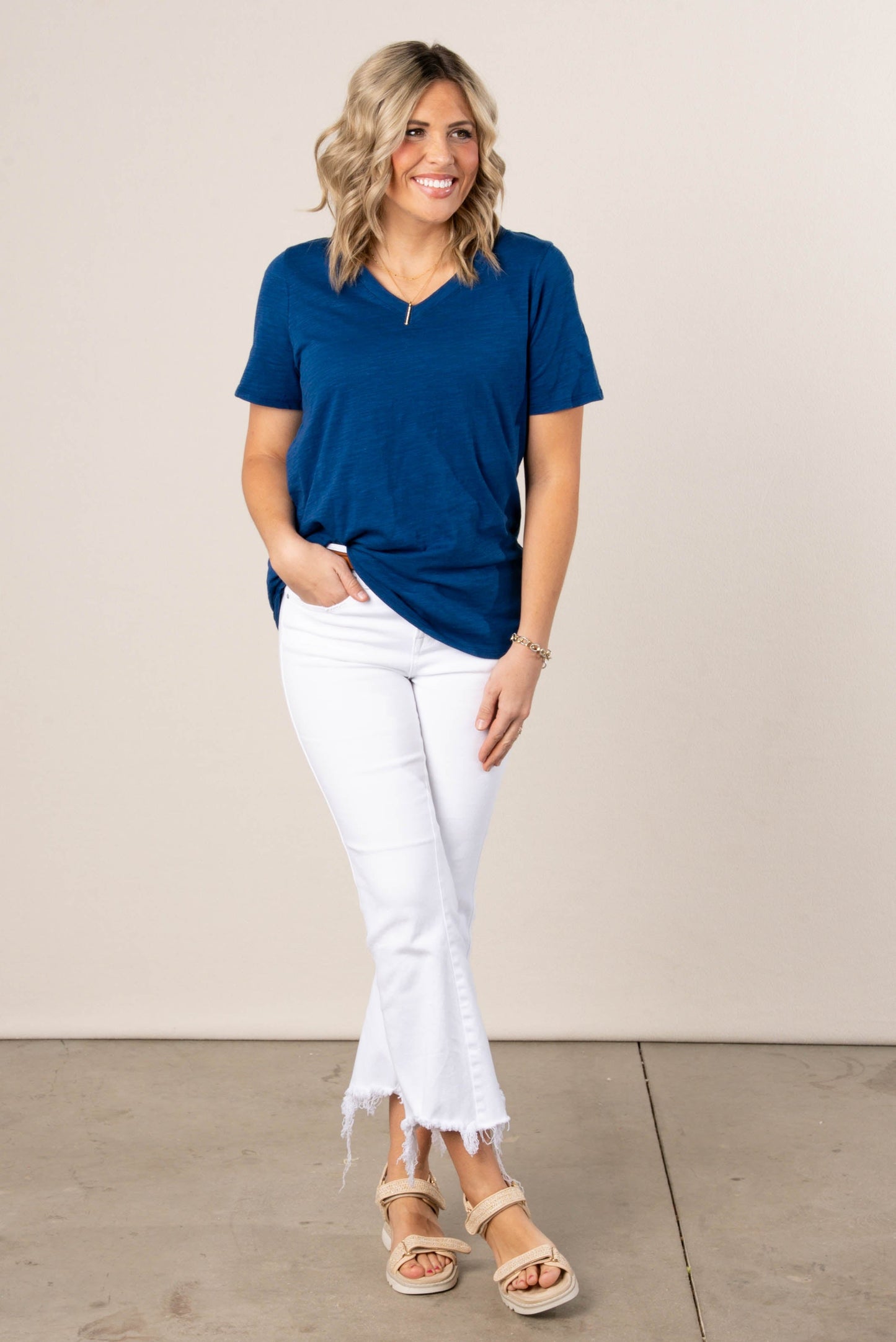Slub Knit V-Neck Tee *Final Sale*