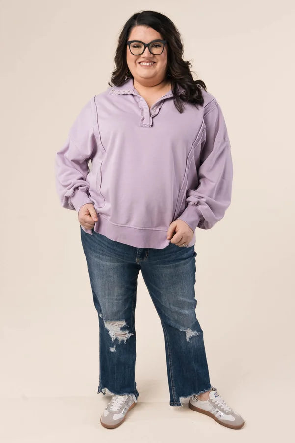 Mineral Washed Half Snap Pullover