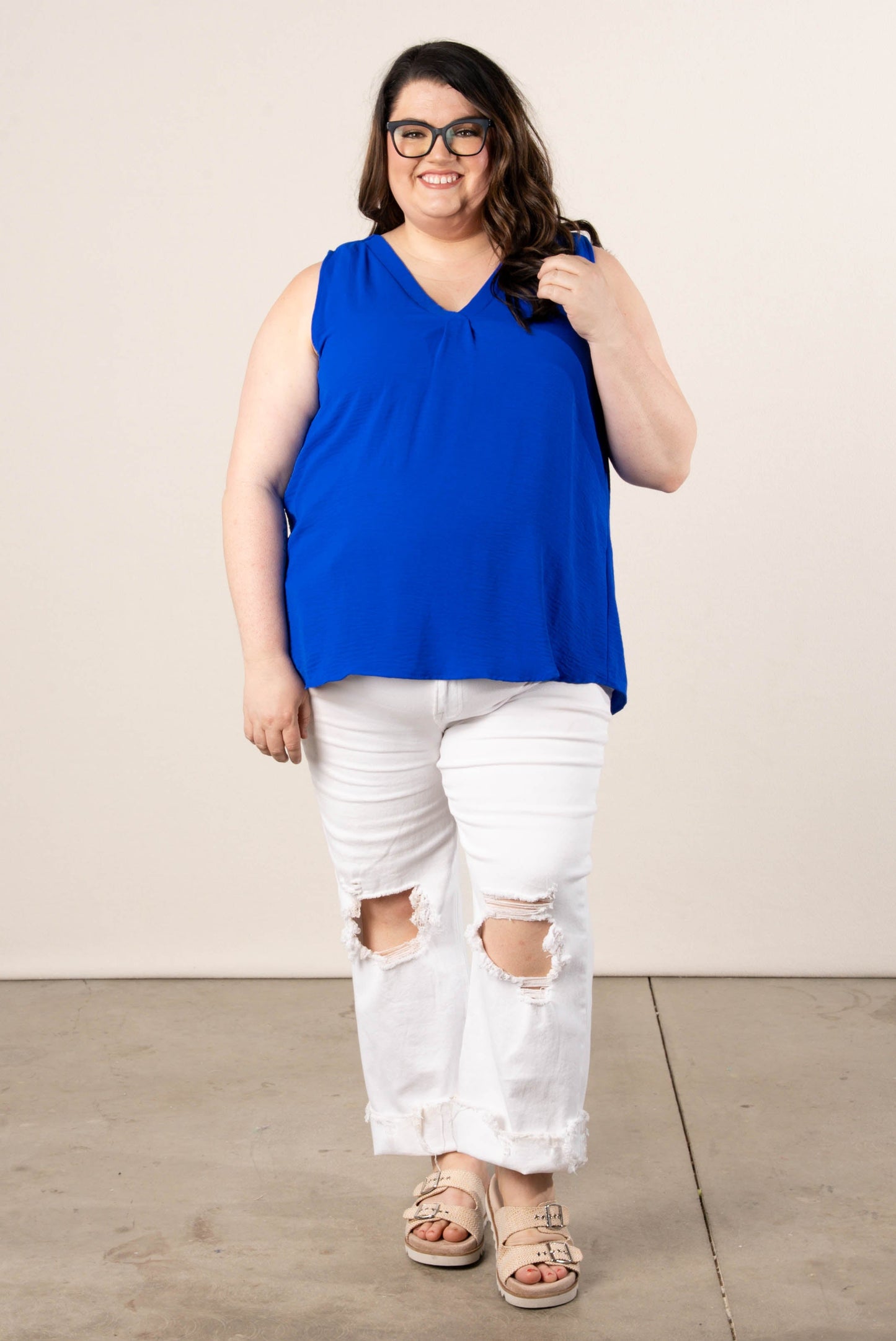 Pleat Front Sleeveless Blouse *Final Sale*