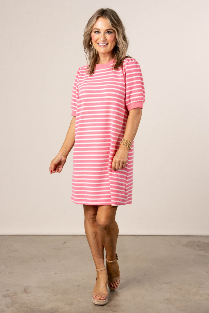Textured Striped T-Shirt Dress