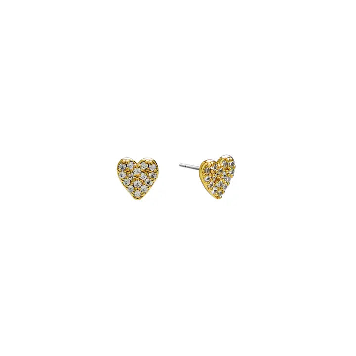 Dainty CZ Heart Stud Earrings