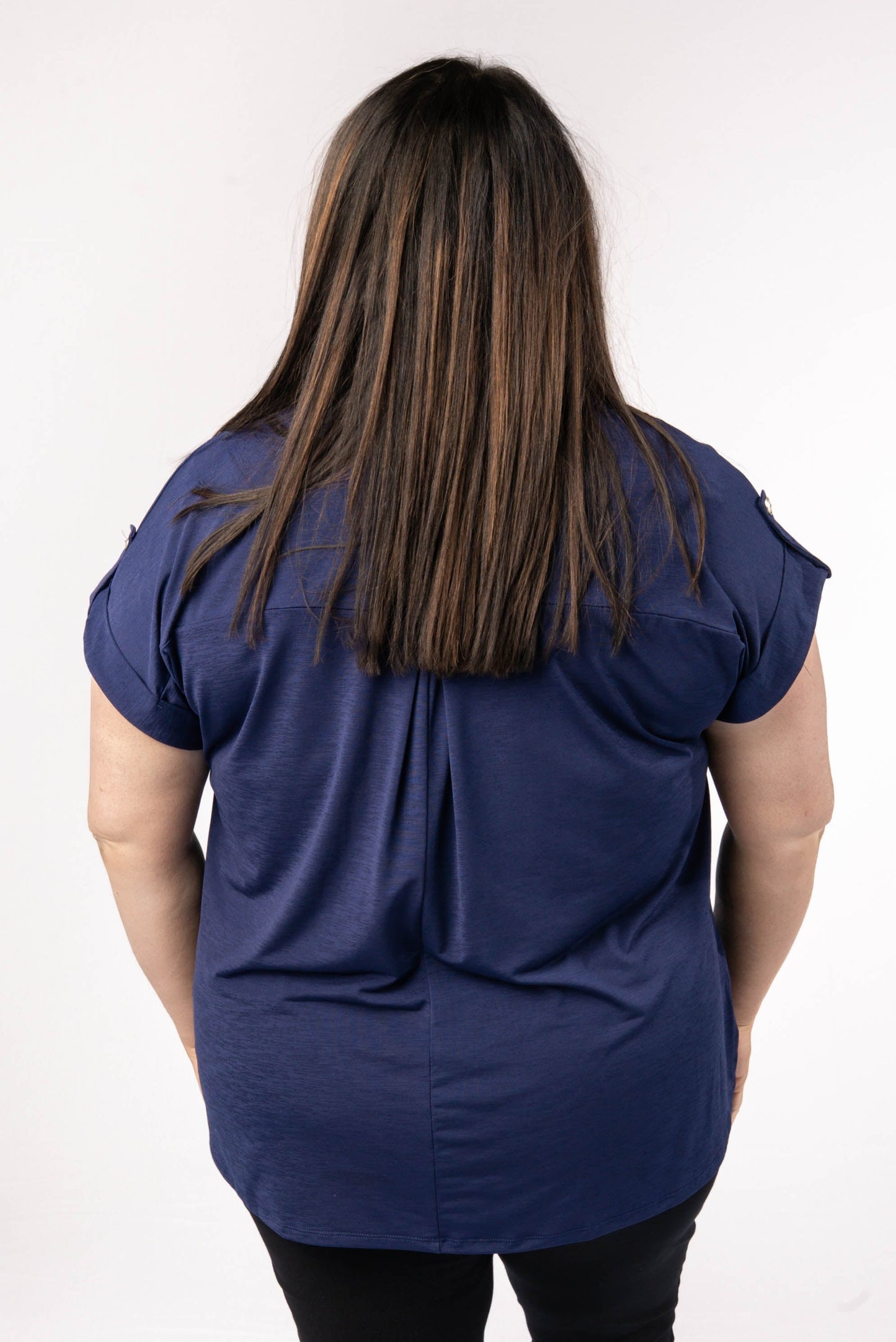 Liz Solid Short Tab Sleeve Top