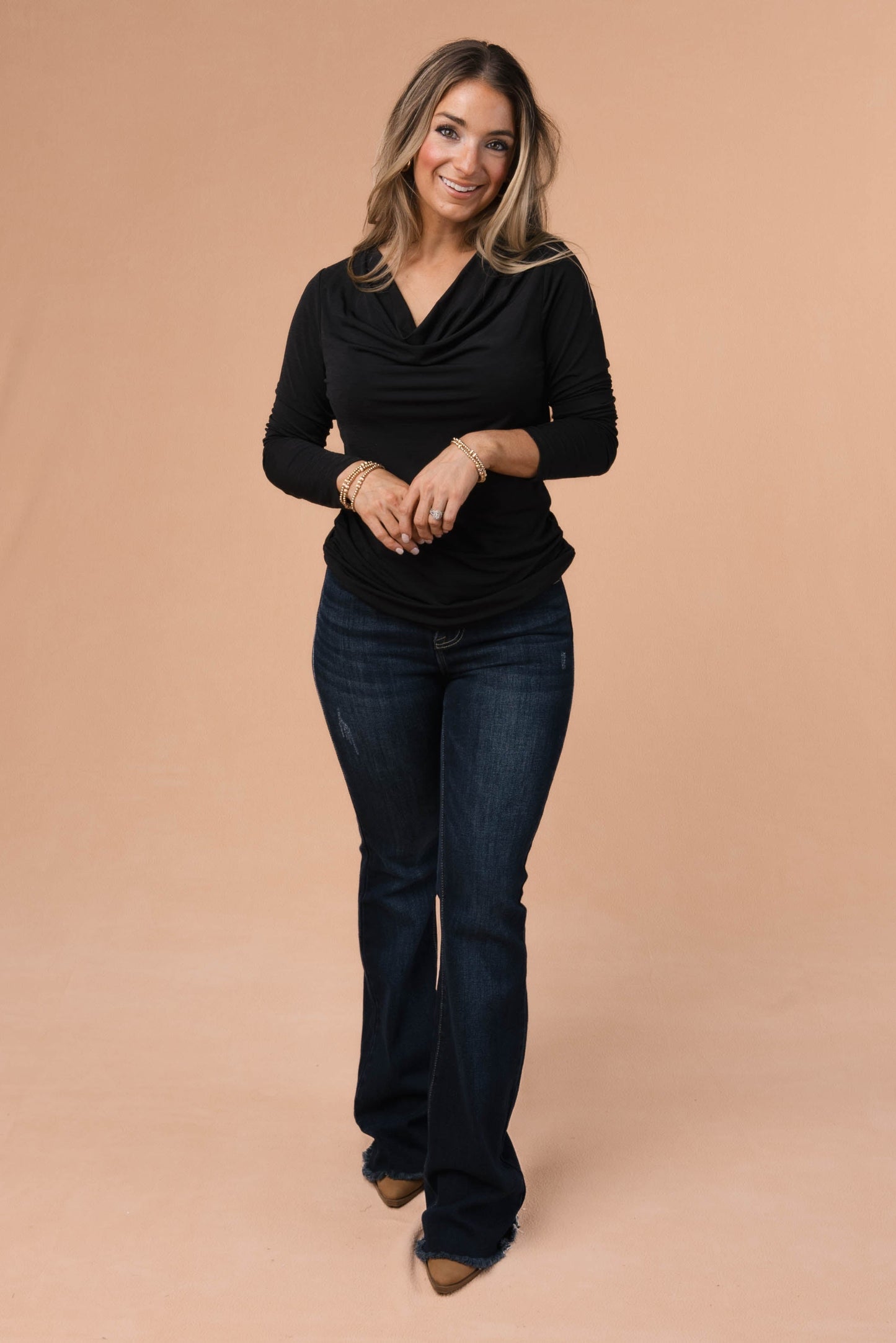 Draped Neck Ruched Side Top *Final Sale*