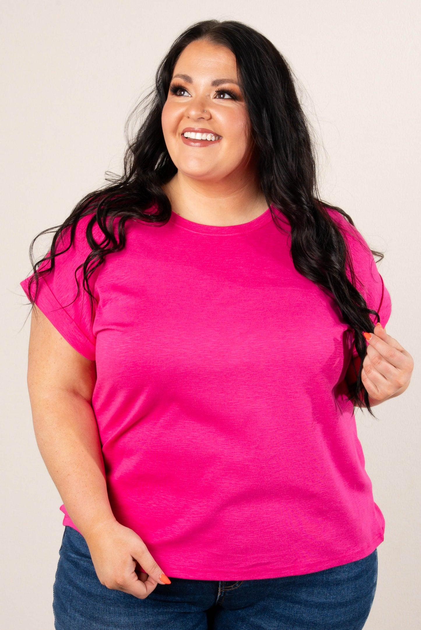 Slub Knit Cuffed Sleeve Top