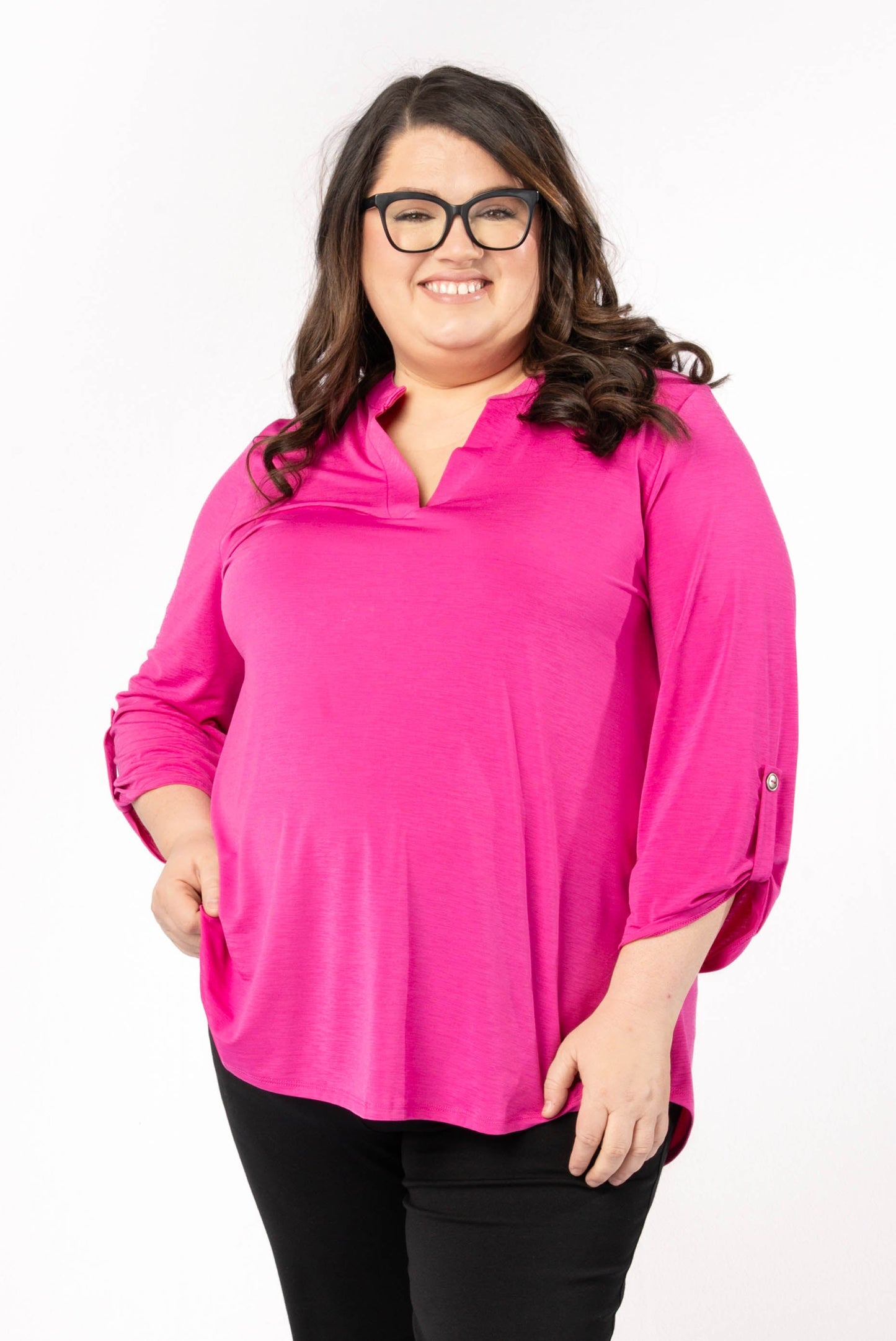 Liz Solid Tab Sleeve Top