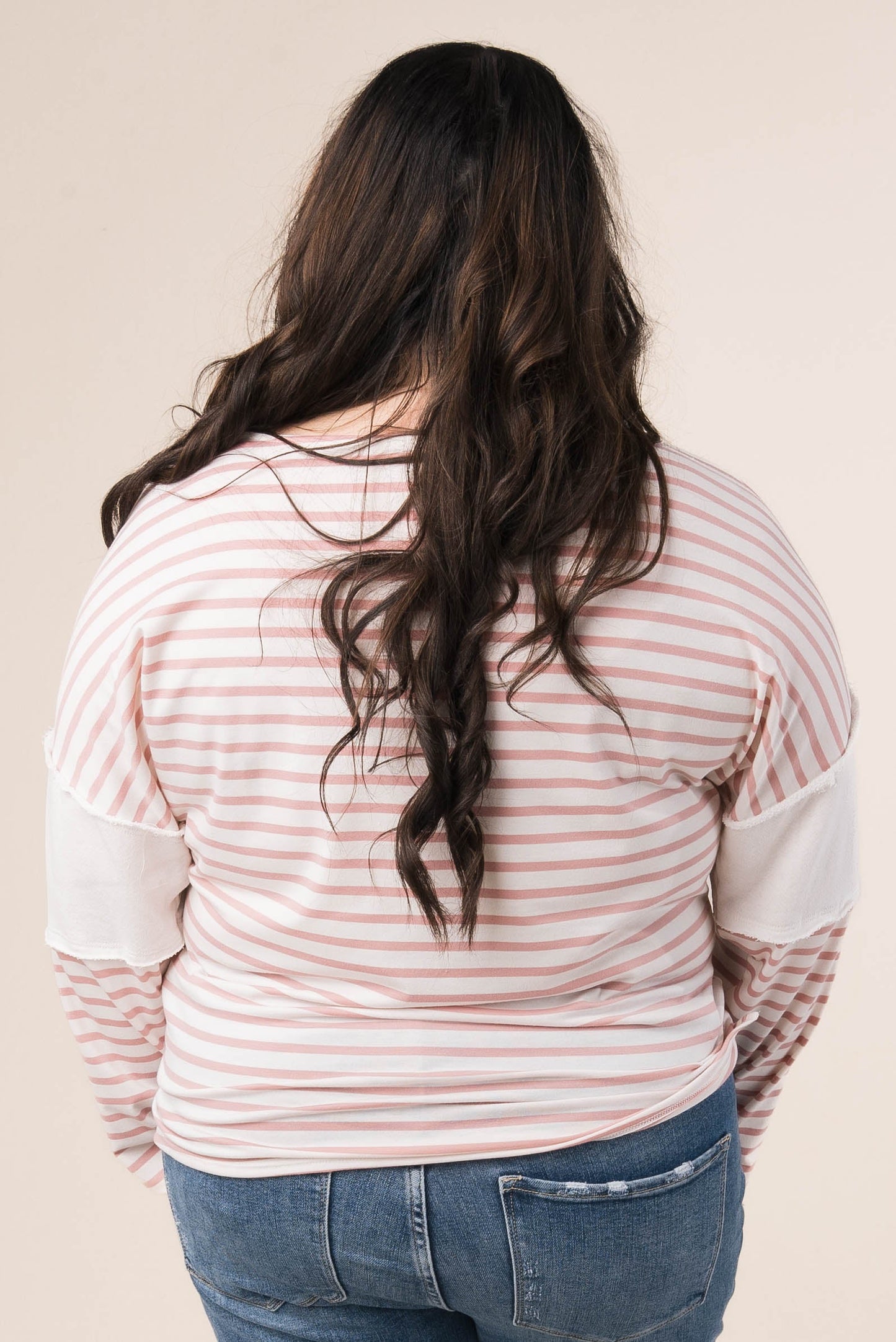 Striped Contrast Sleeve Top