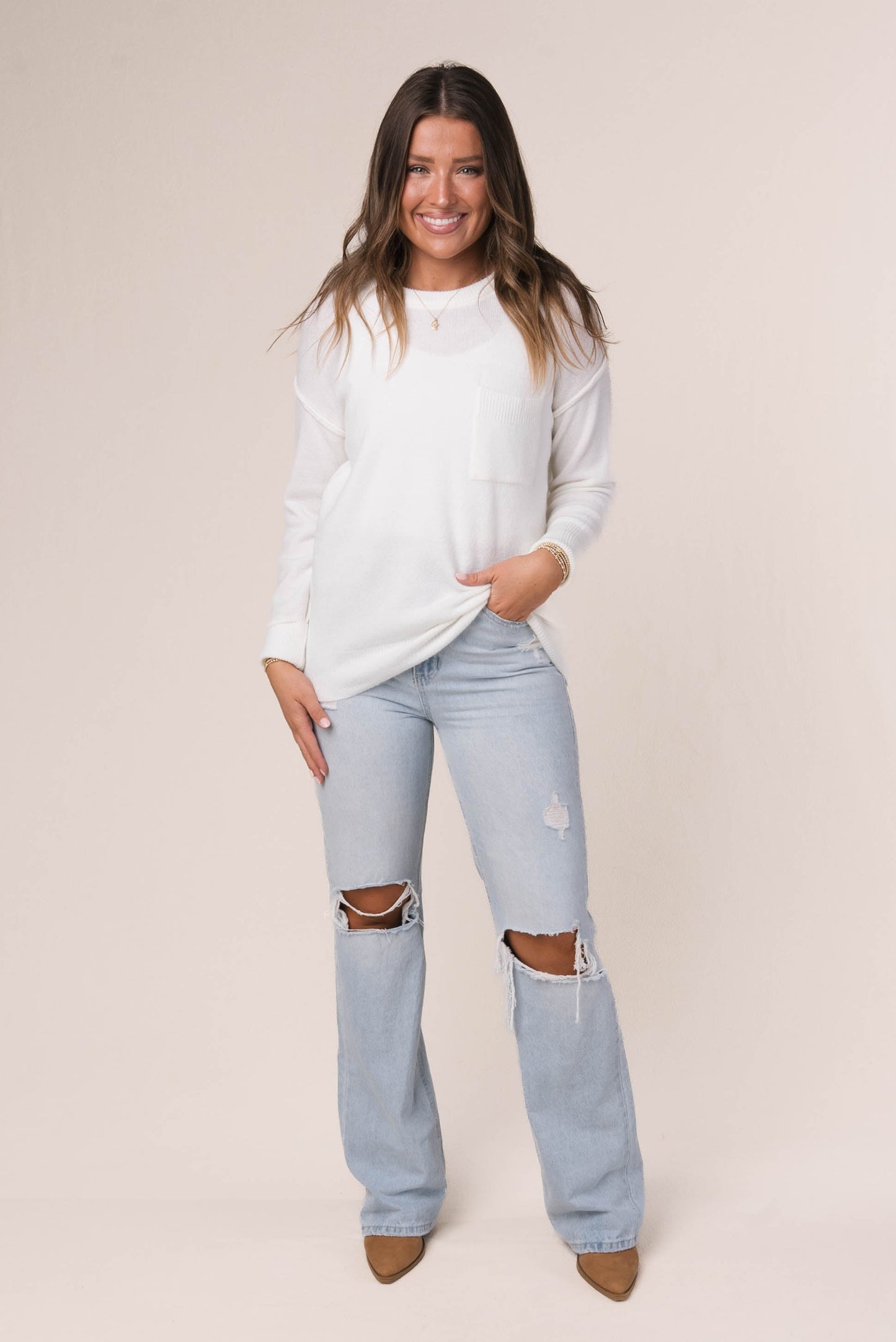 Melange Knit Hi-Lo Sweater *Final Sale*