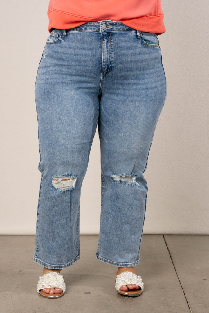 Sneak Peek Denim | Finely High Rise Crop Straight Leg Jeans (Curvy Fit)