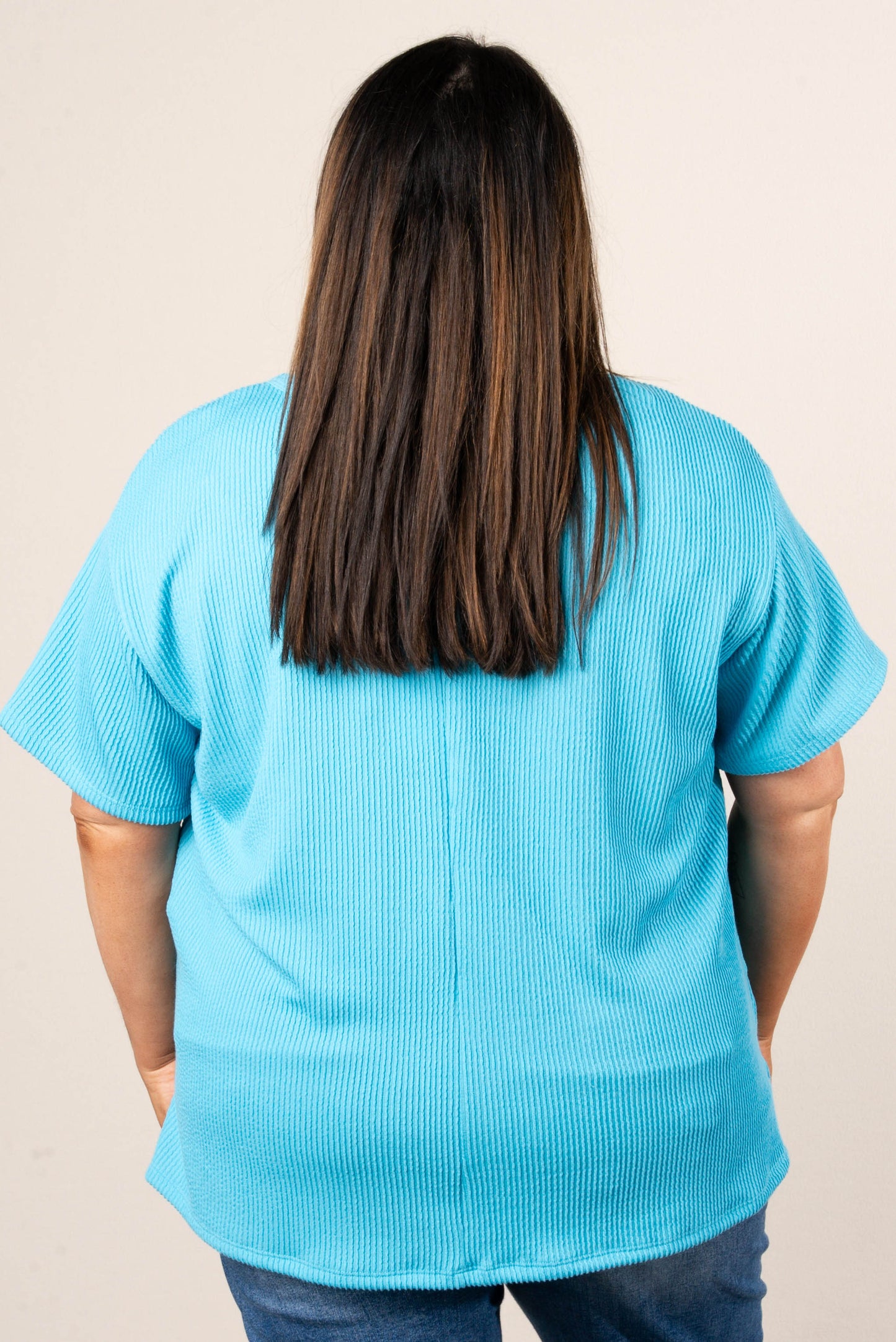 Ribbed Drop Shoulder Pocket Top