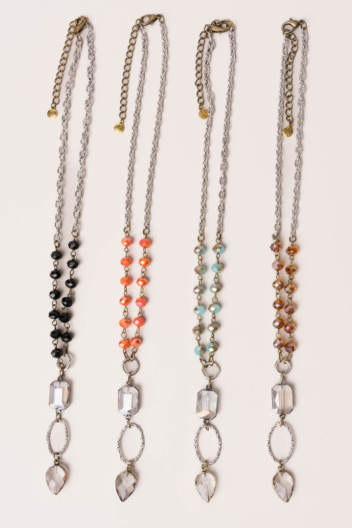 Glass Bead + Charm Dangle Necklace