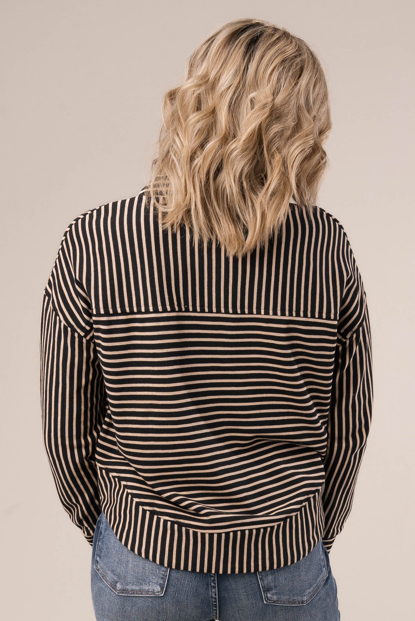 Striped Split Grommet Neck Top