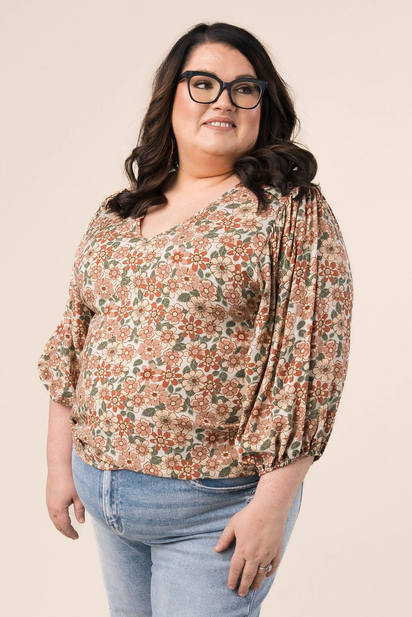 Floral Draped Sleeve Top