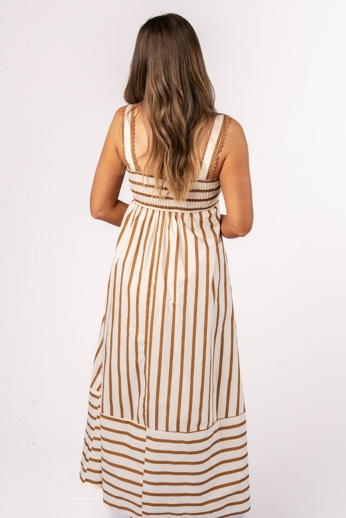 Striped Scallop Edge Maxi Dress