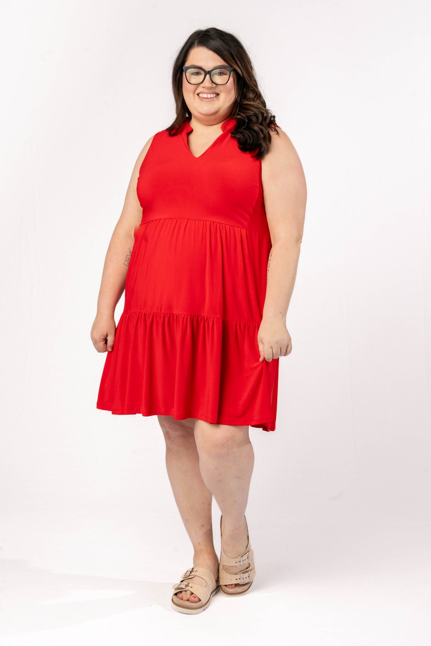 Liz Solid Tiered Dress