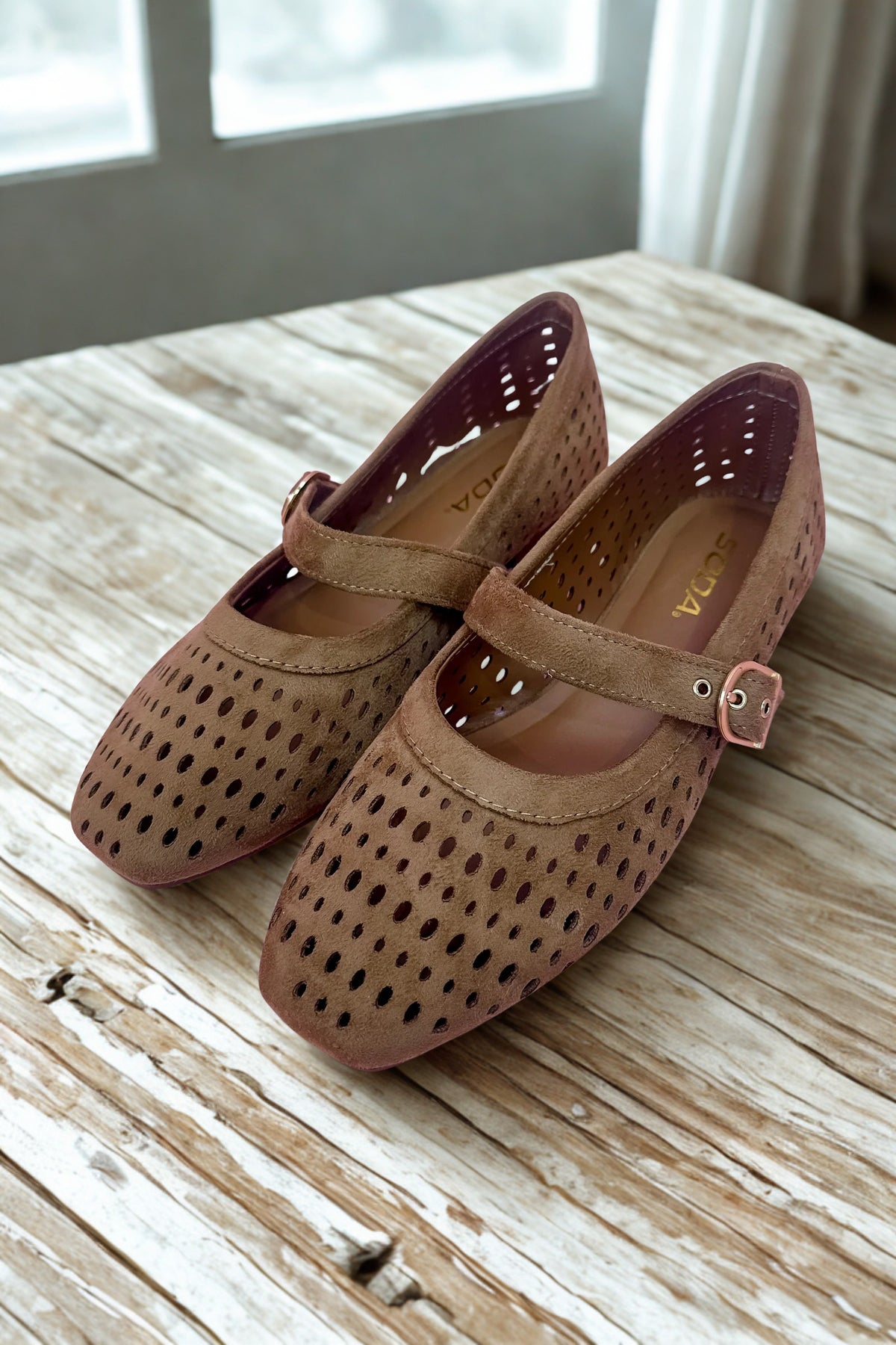 Sheila Perforated Mary Jane Flats