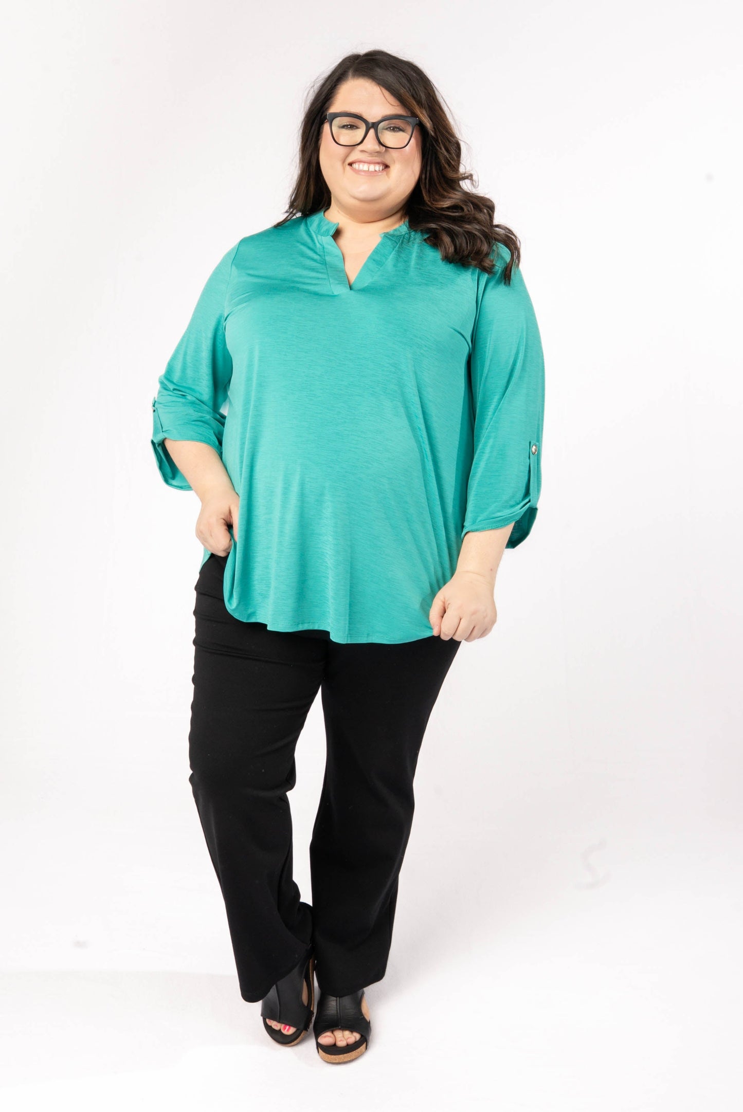 Liz Solid Tab Sleeve Top