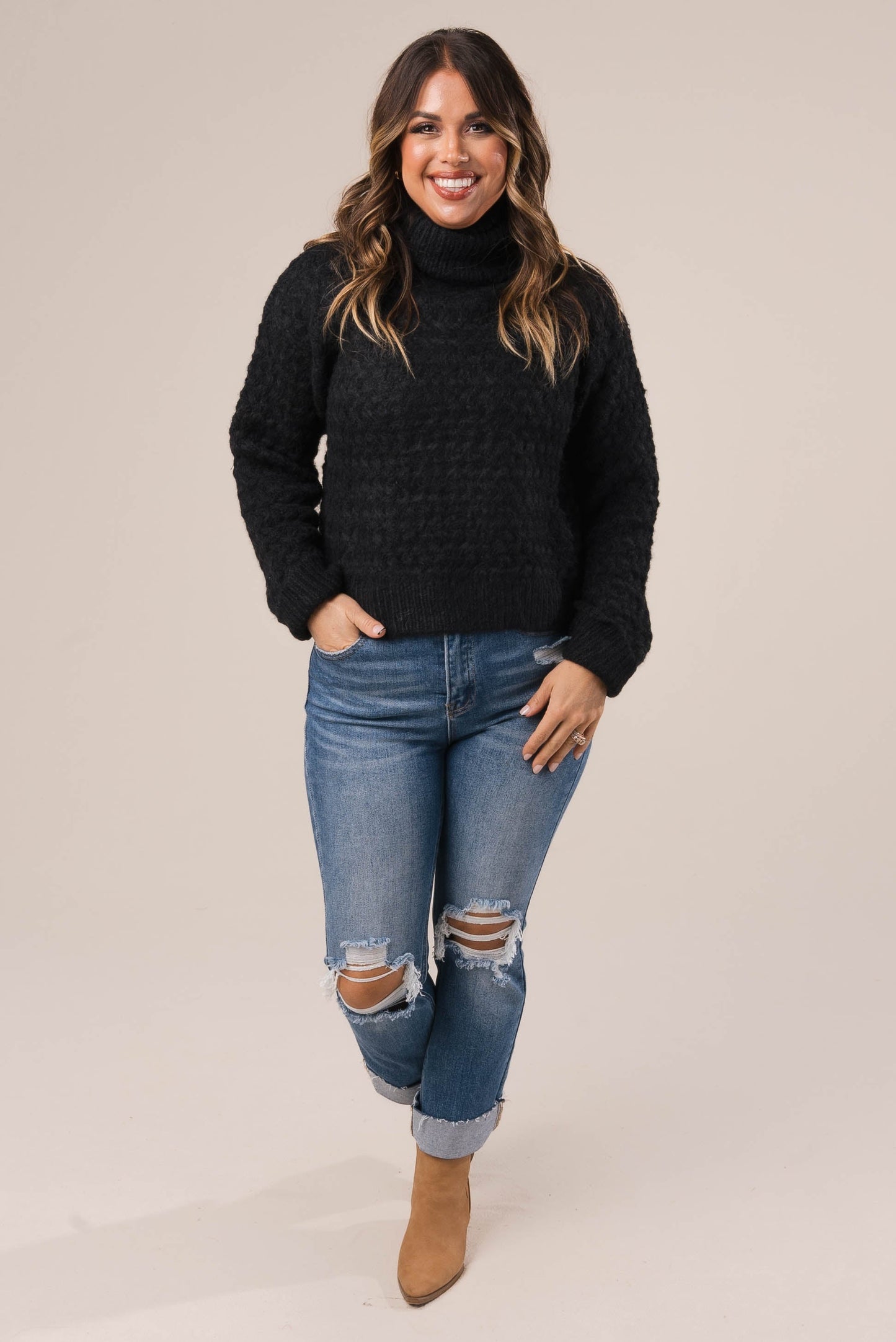 Basketweave Turtleneck Sweater *Final Sale*