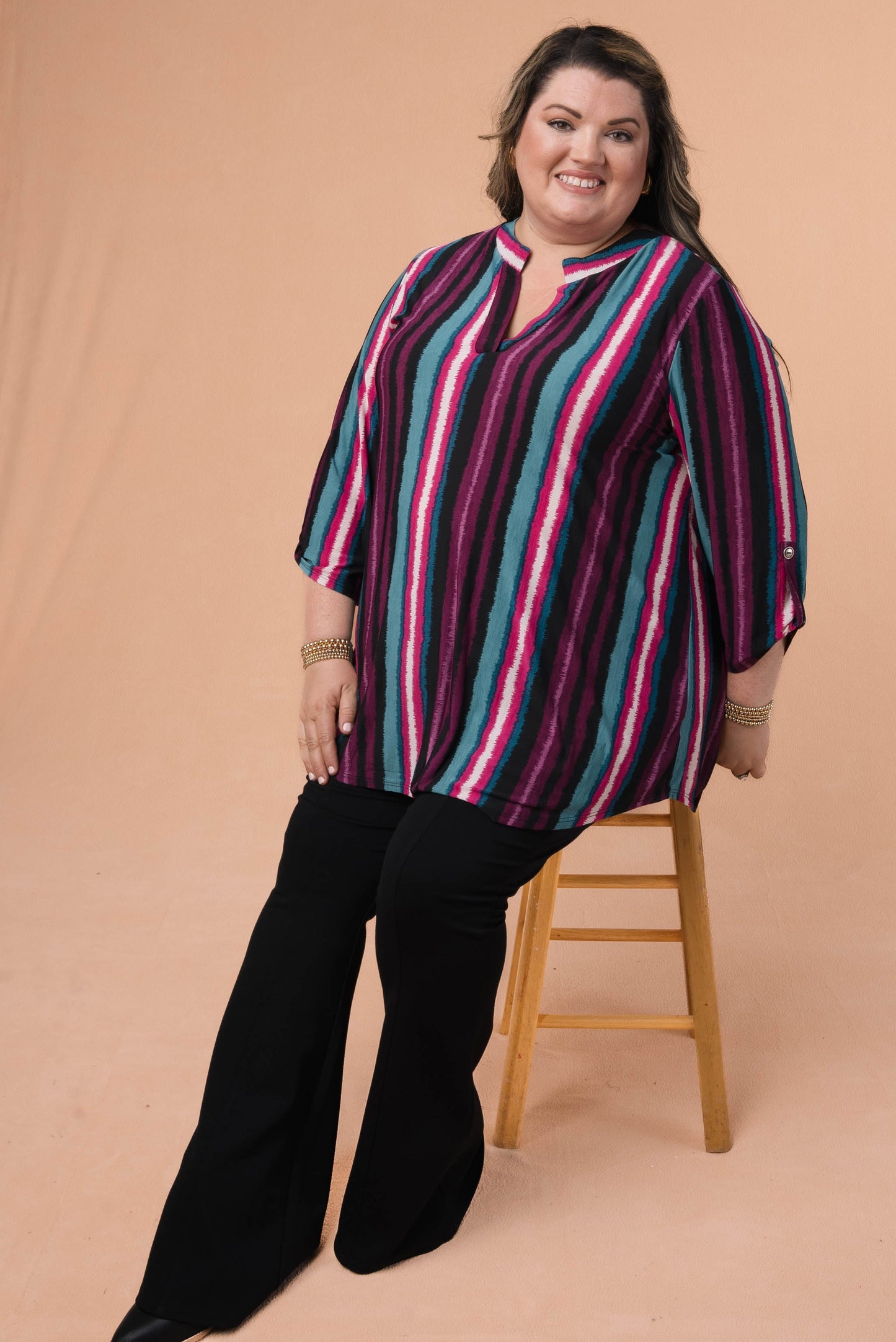 Liz Printed Tab Sleeve Top *Final Sale*