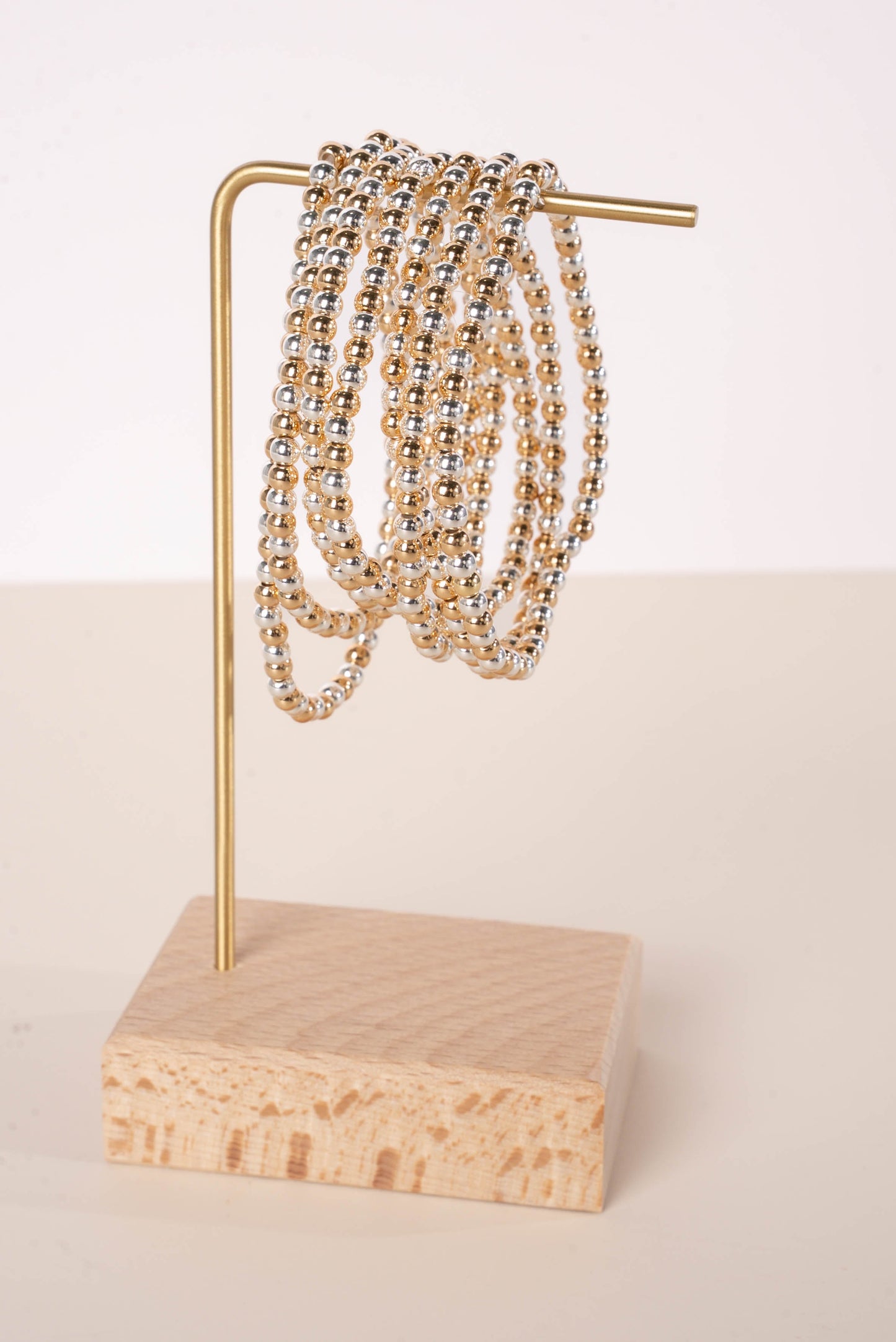 Mixed Metal Ball Beaded Bracelet Set