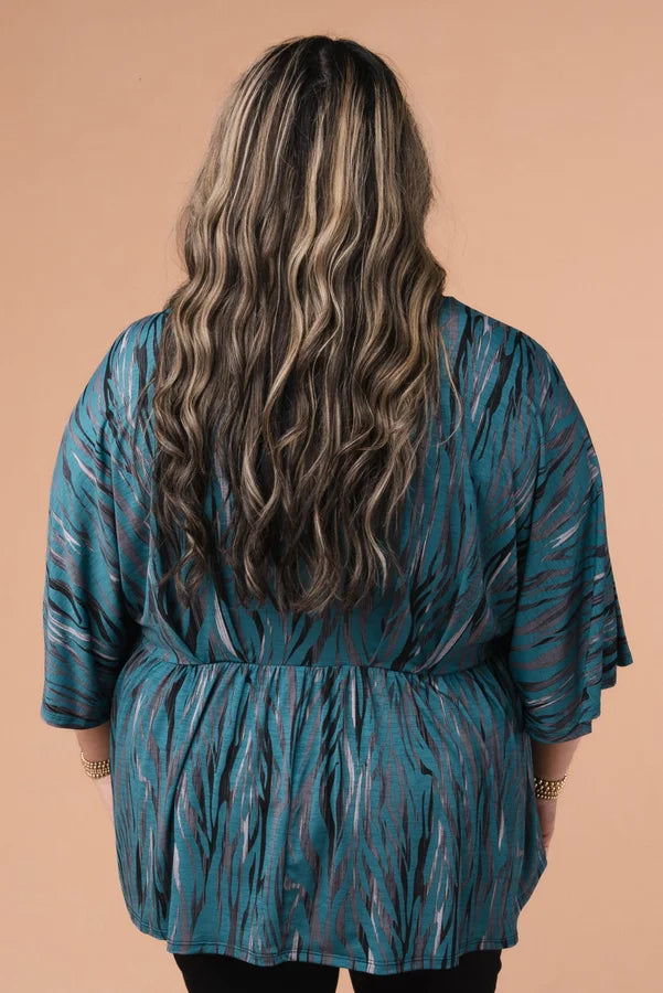 Abstract Dolman Babydoll Top Teal *Final Sale*