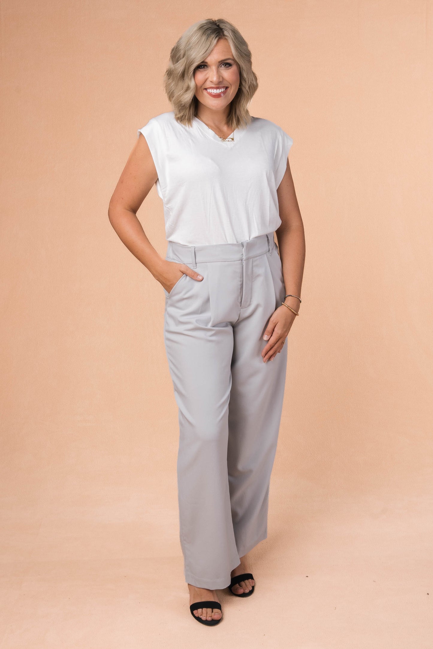 sku32541 | High Waist Front Pleat Trouser Pants *Final Sale*