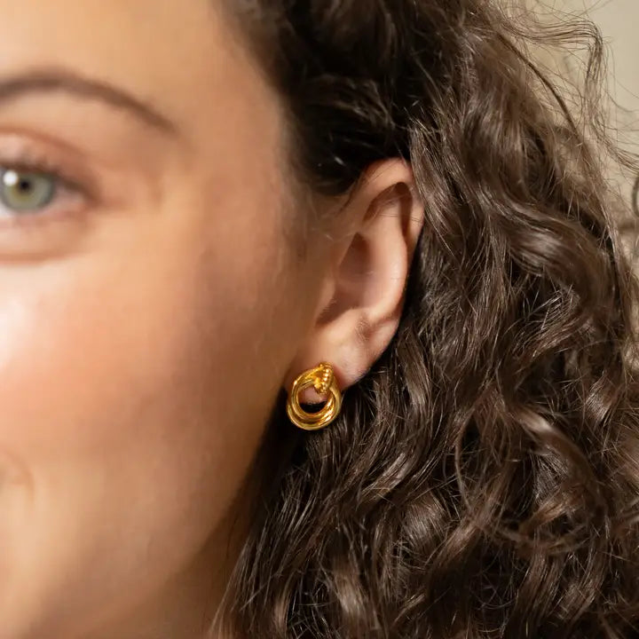 Looped Duo Link Stud Earrings