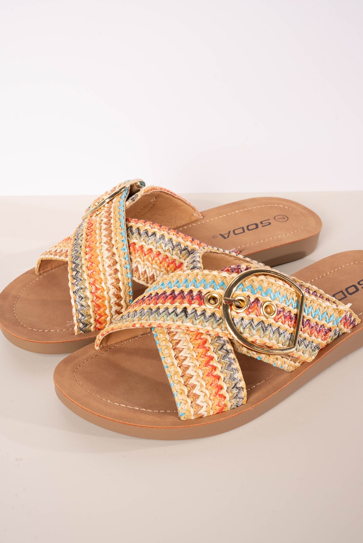 Graphic Raffia Slide Sandal