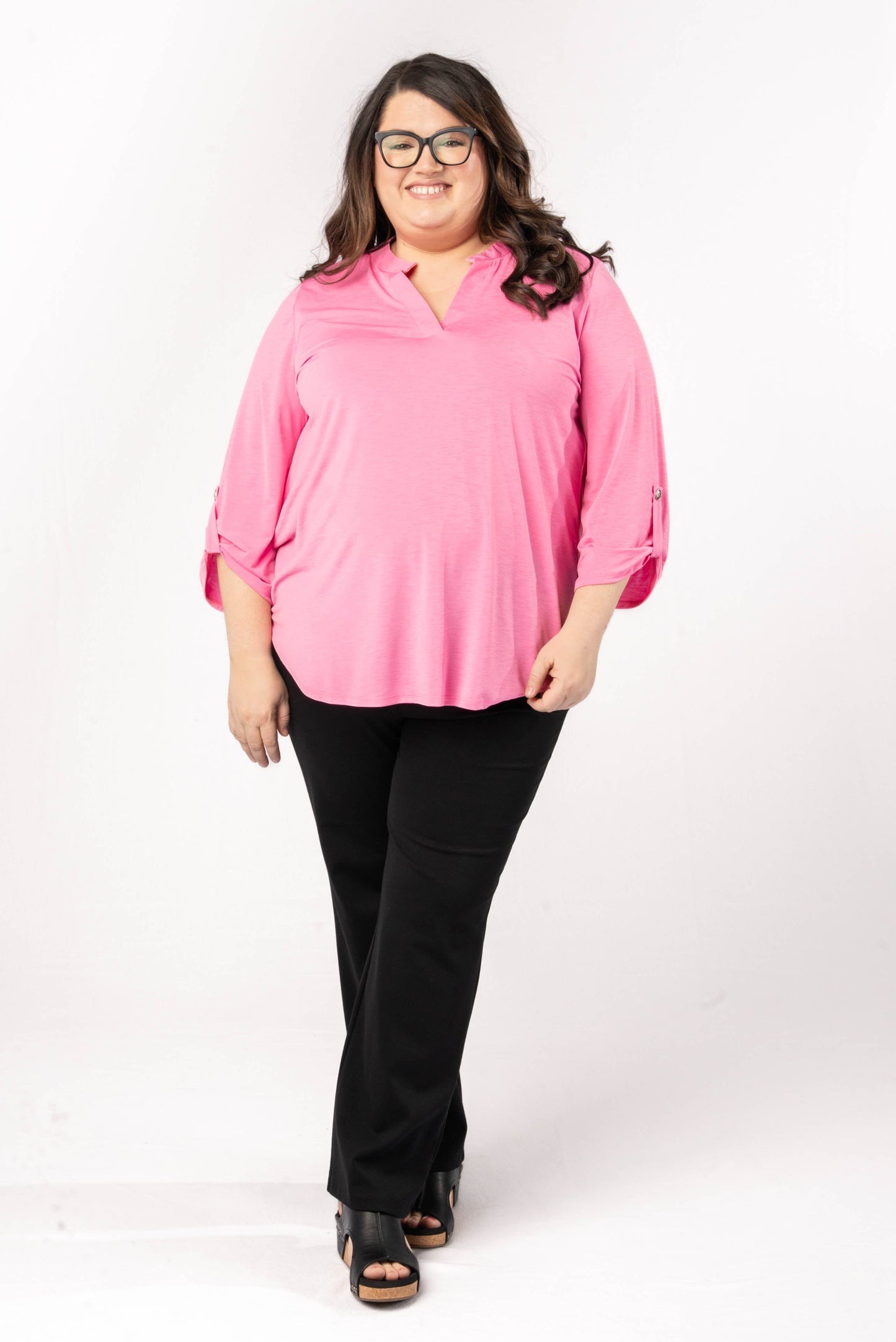 Liz Solid Tab Sleeve Top