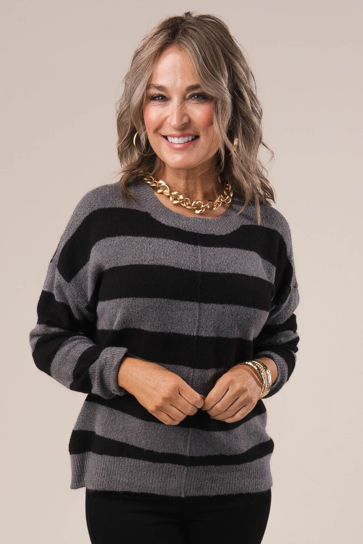 Striped Front Seam Sweater