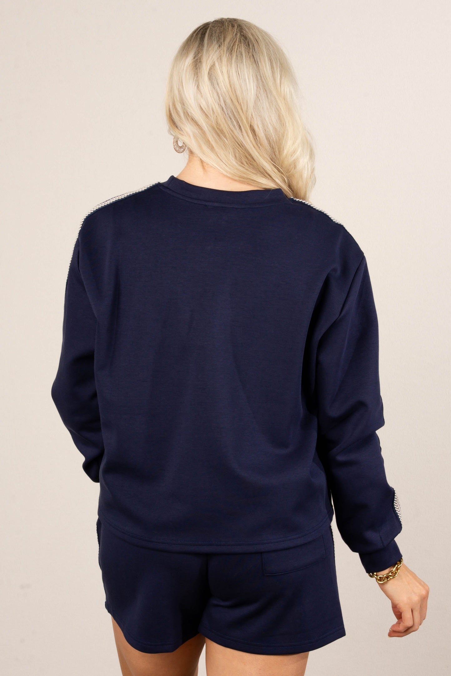 Contrast Stitch Pullover + Shorts Set