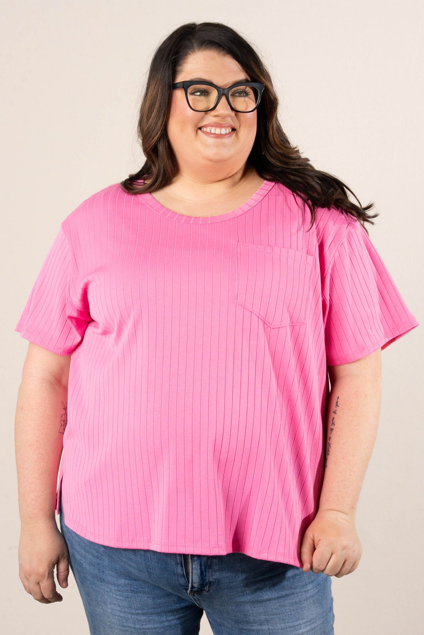 Wide Ribbed Pocket Top