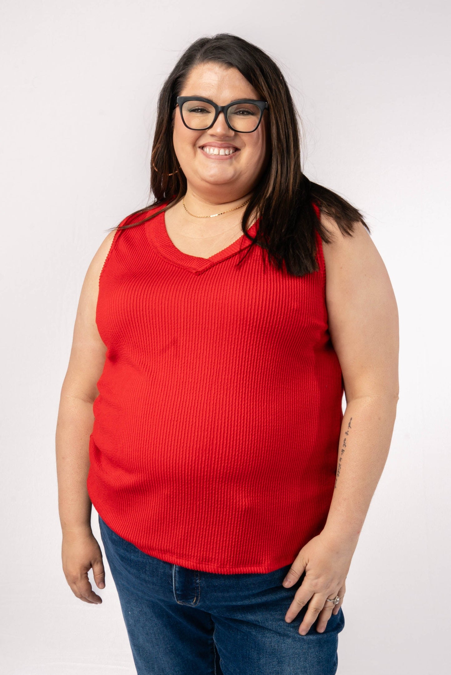 Corded Rib V-Neck Tank