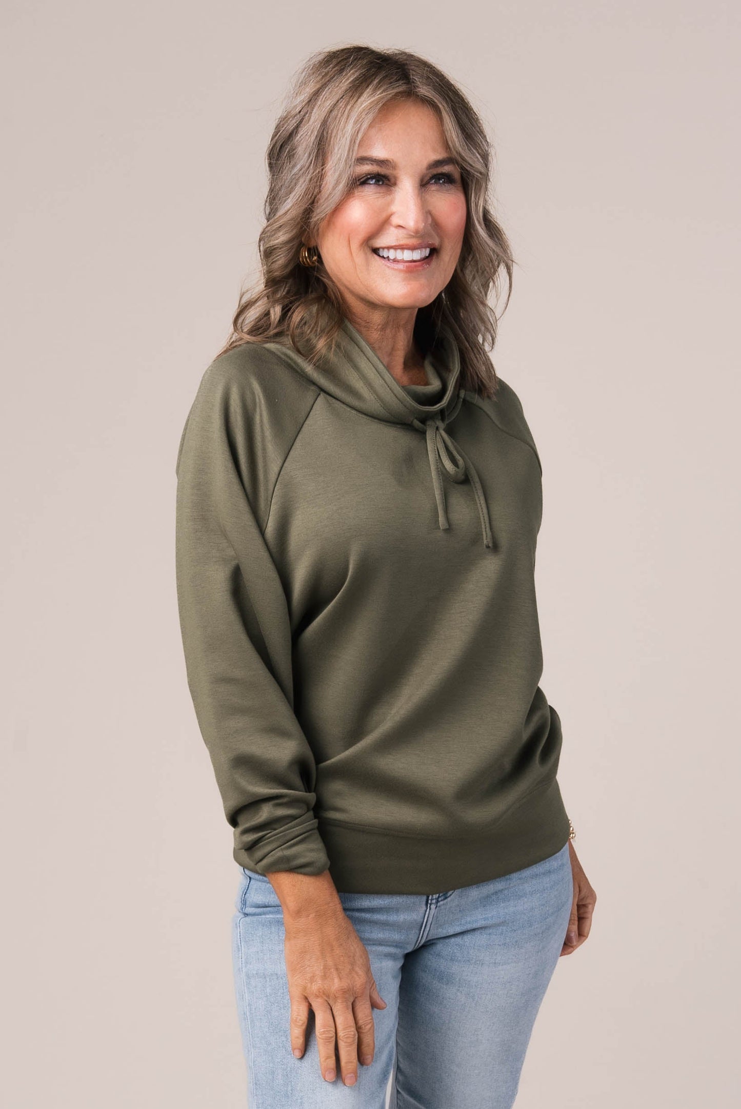Drawstring Cowl Neck Pullover *Final Sale*