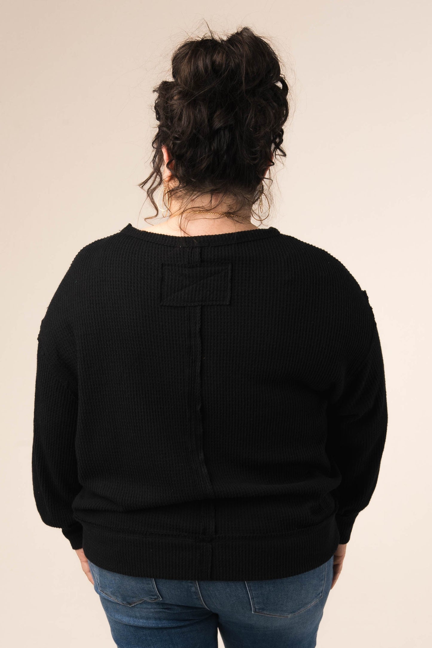 Waffle Knit Raw Seamed Top *Final Sale*