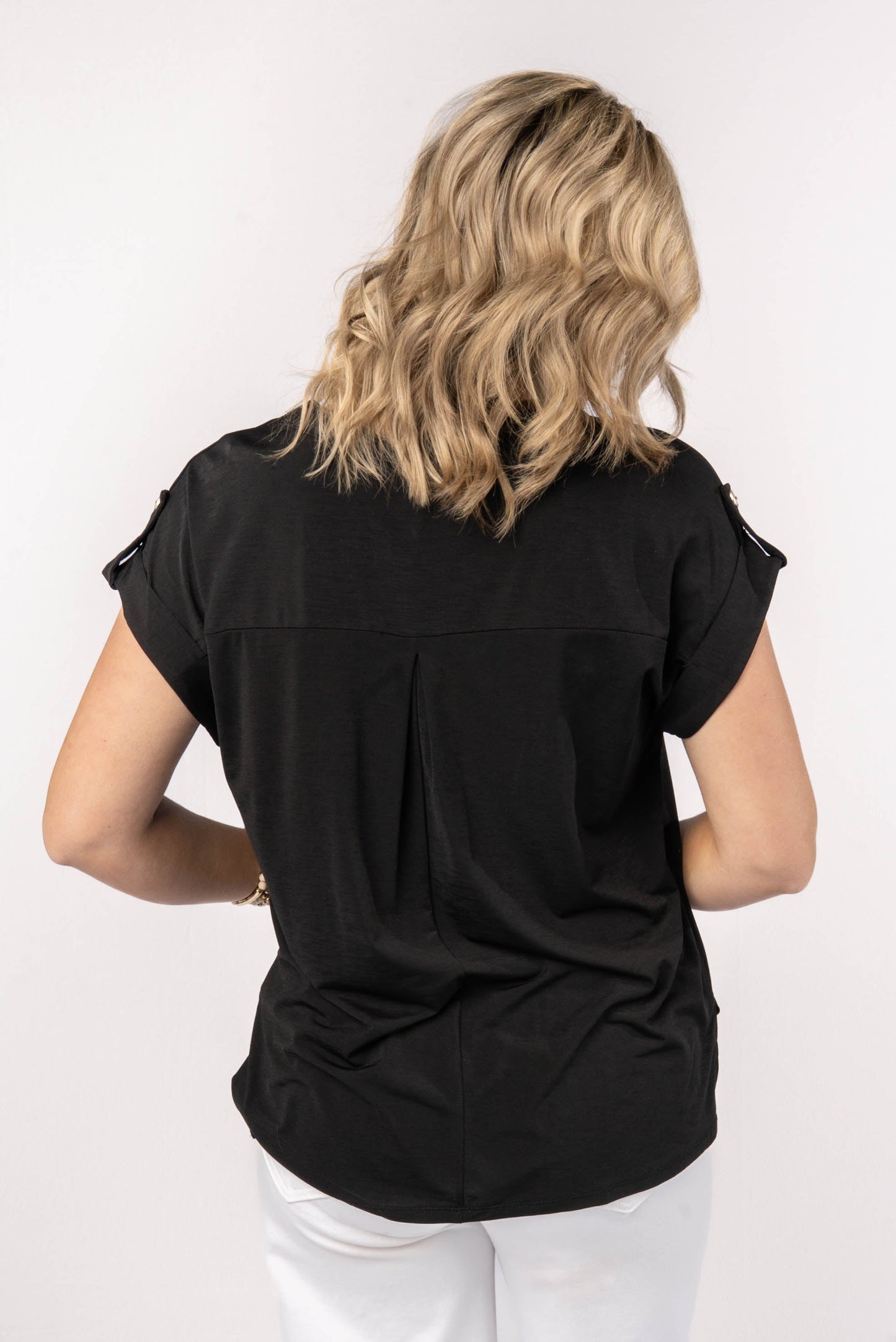 Liz Solid Short Tab Sleeve Top
